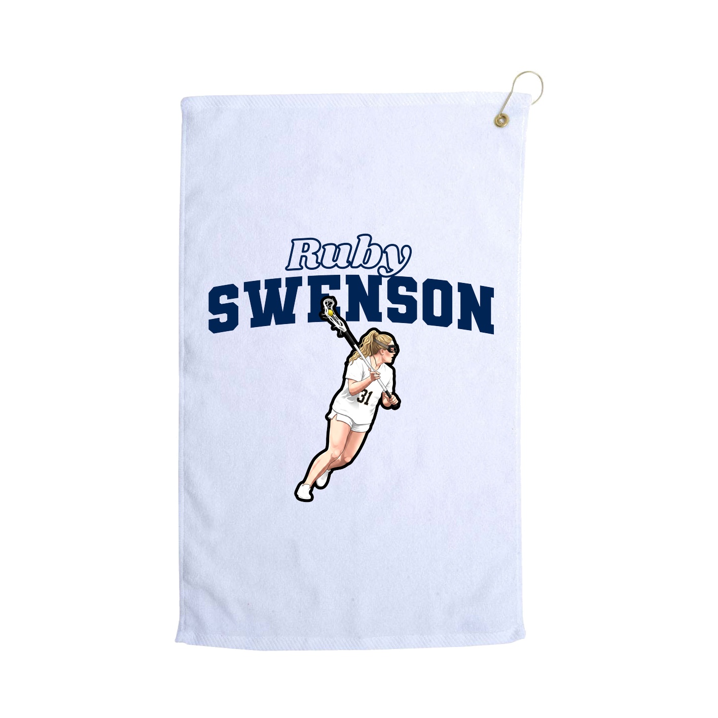 Golf Towel — Name Arch in White