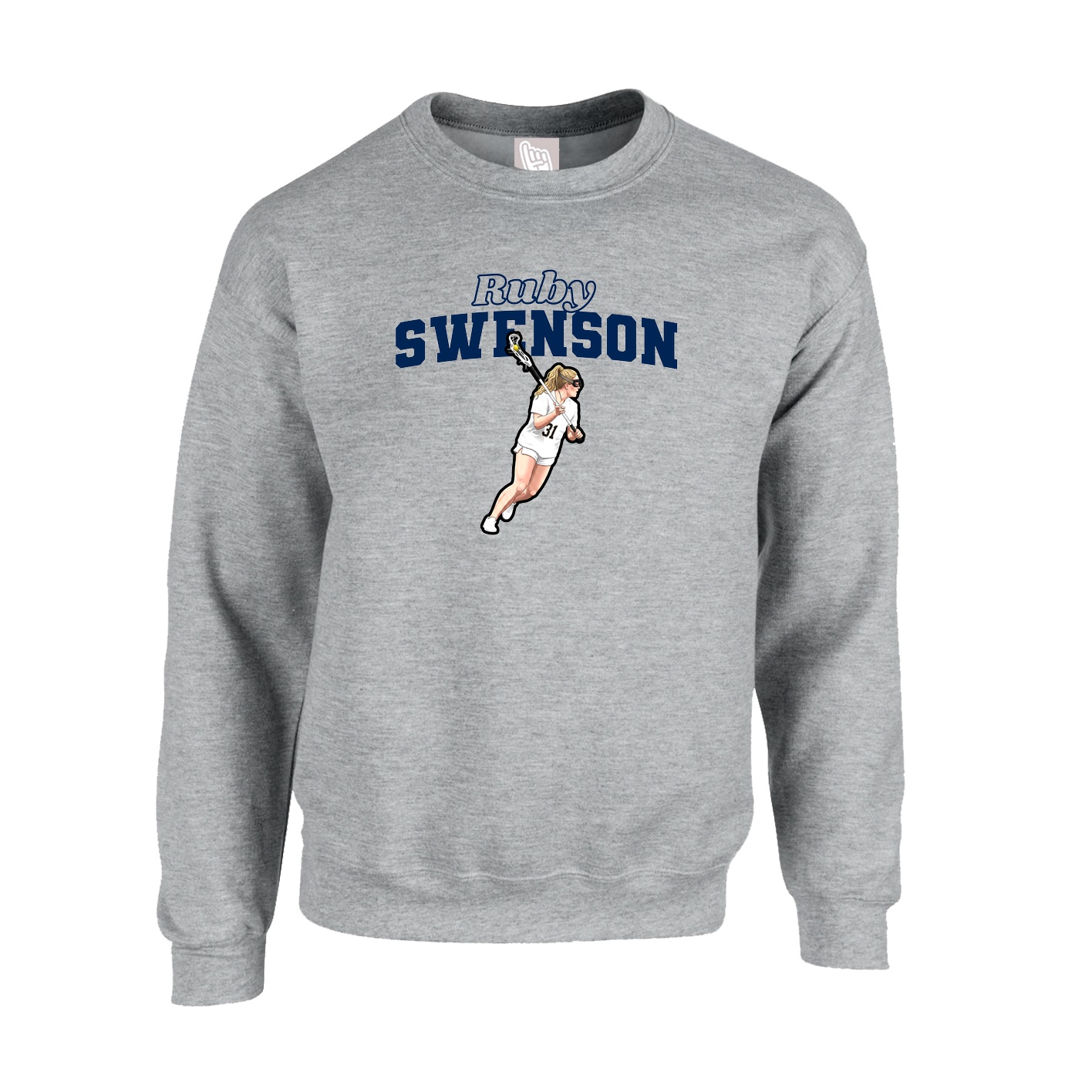Fleece Crew — Name Arch in Grey