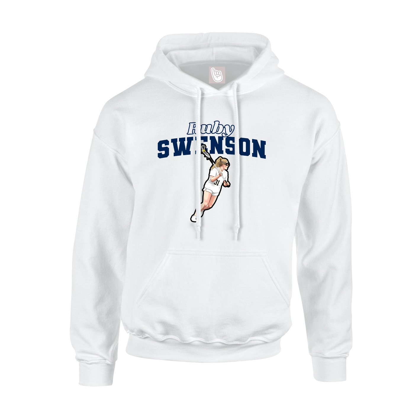 Youth Hoodie — Name Arch in White