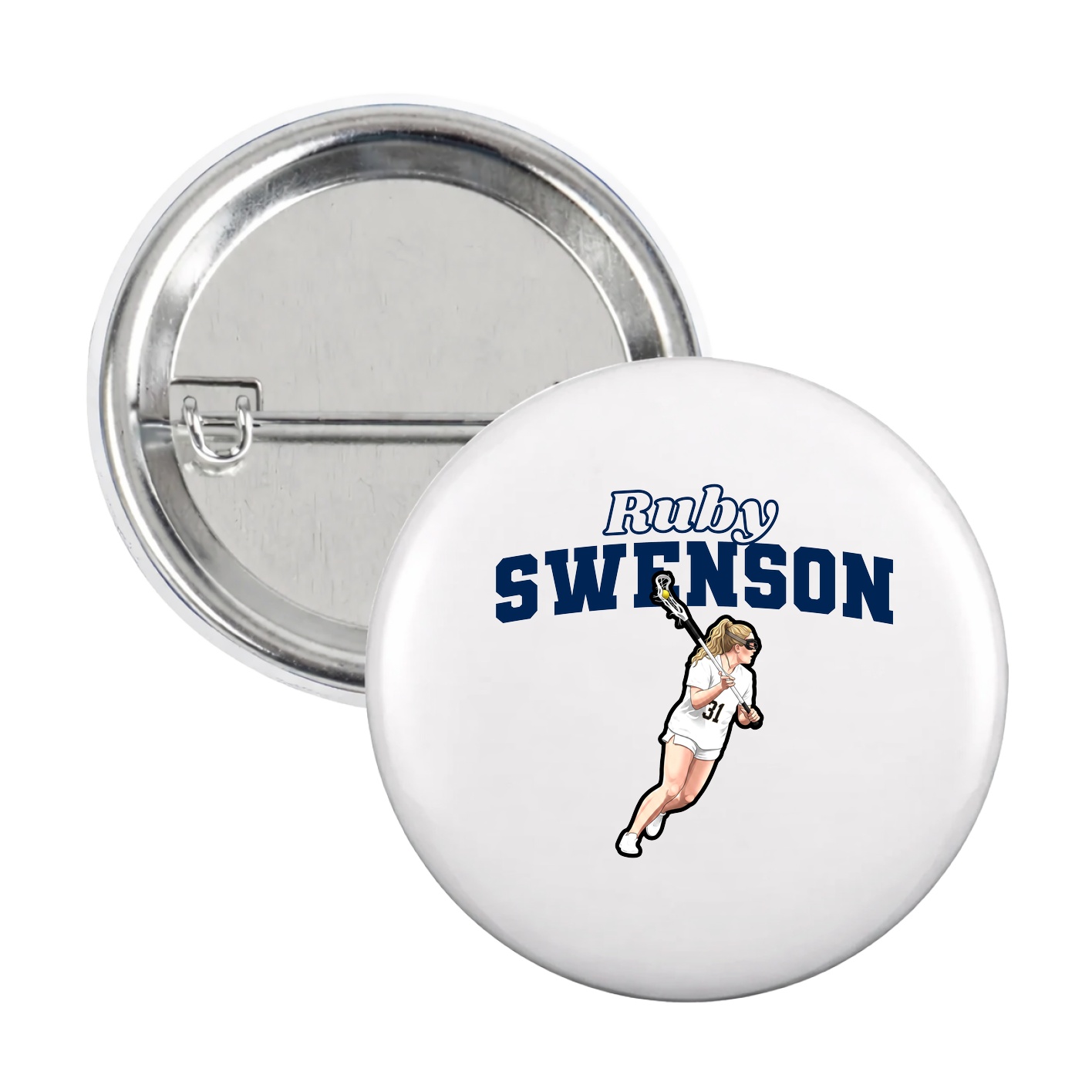 Game Day Button — Name Arch in White