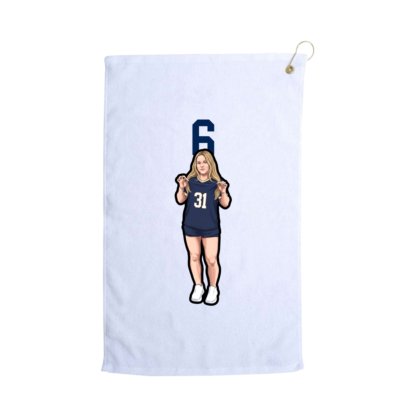 Golf Towel — Number Top in White