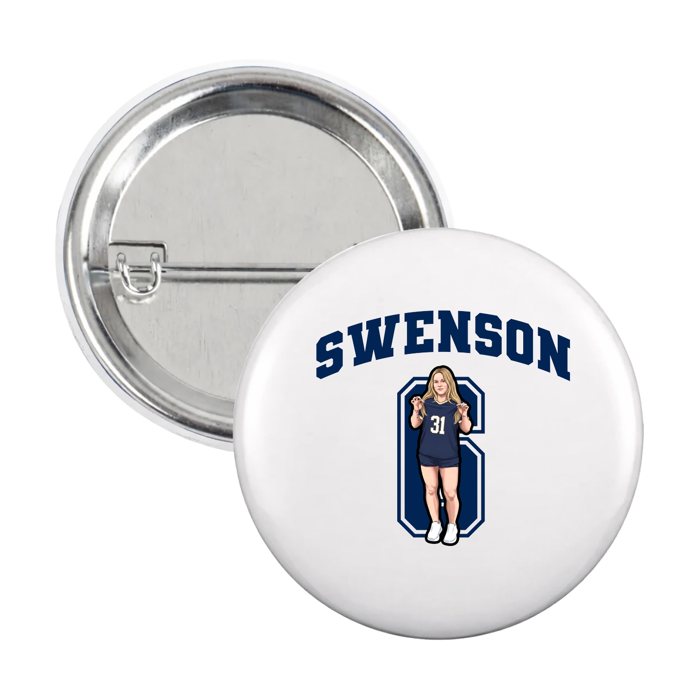 Game Day Button — Number in White