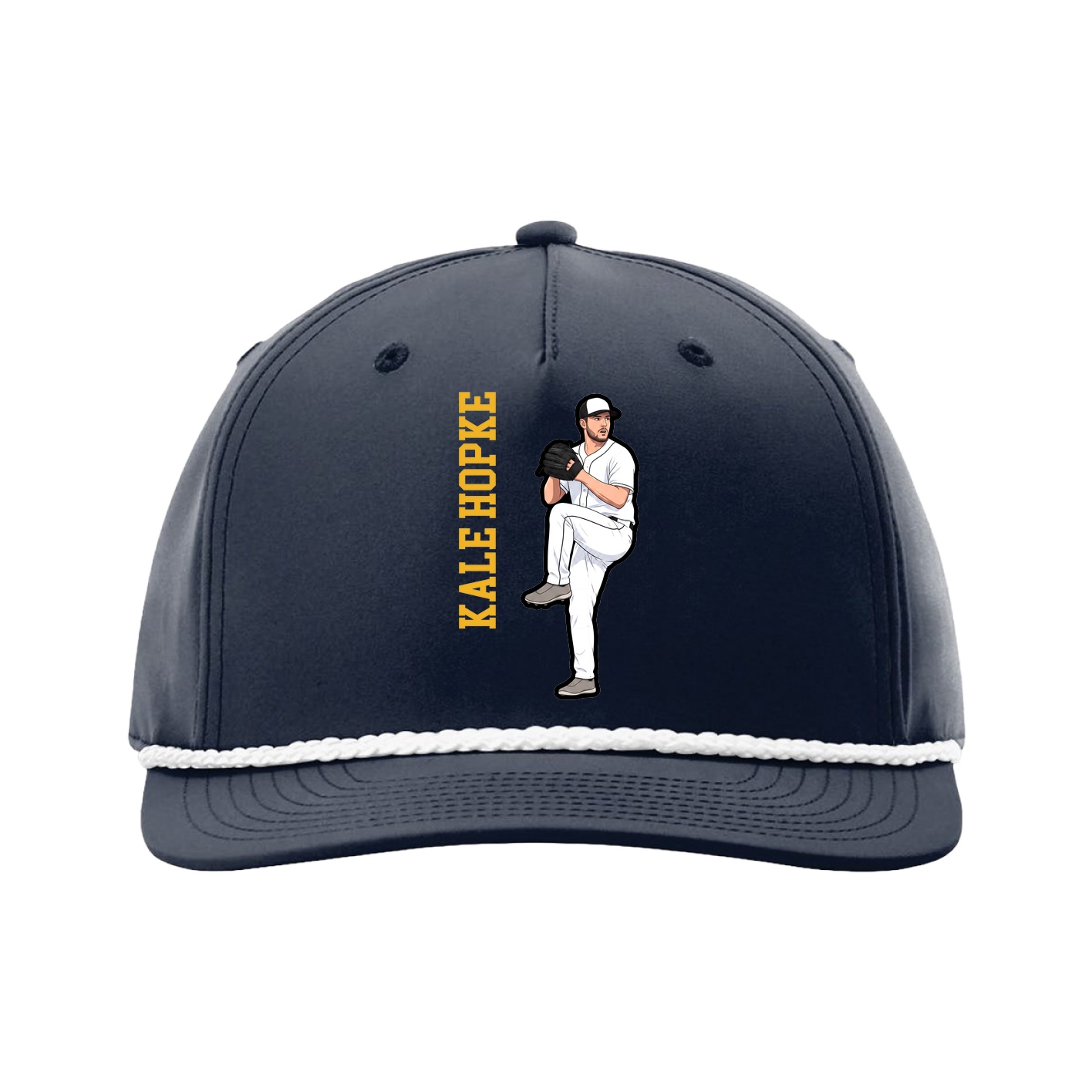Five-Panel Classic Rope Cap — Name Vertical in Navy