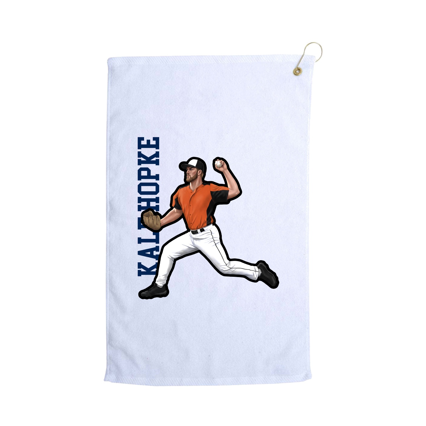 Golf Towel — Name Vertical in White