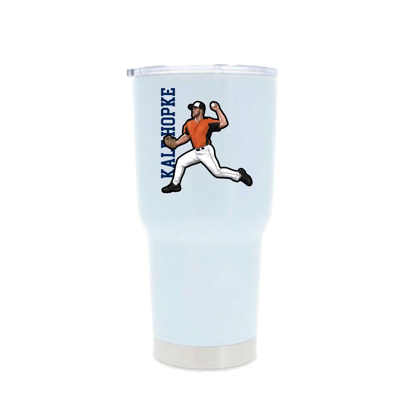 30oz Stainless Steel Tumbler — Name Vertical in White