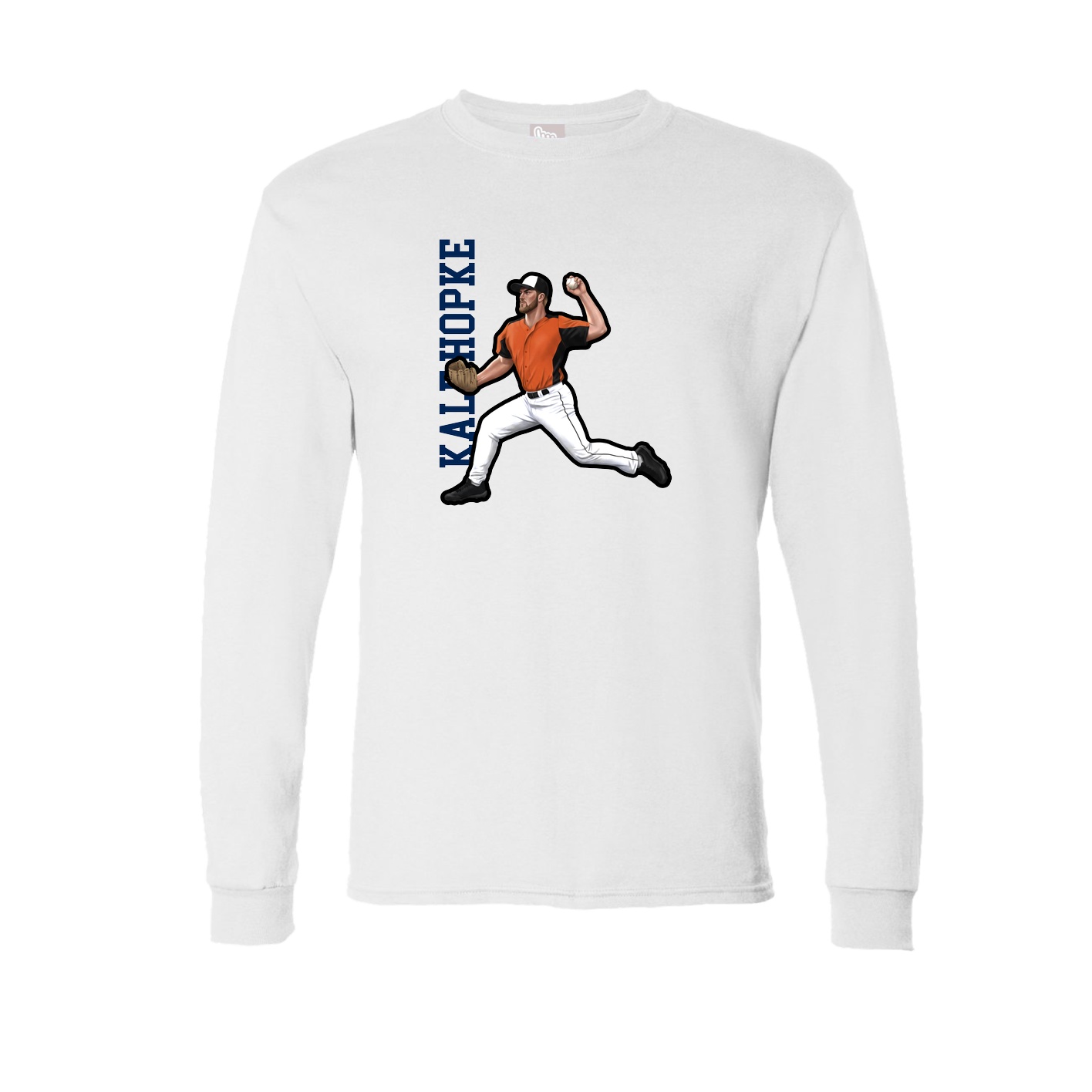 Long Sleeve Tee — Name Vertical in White