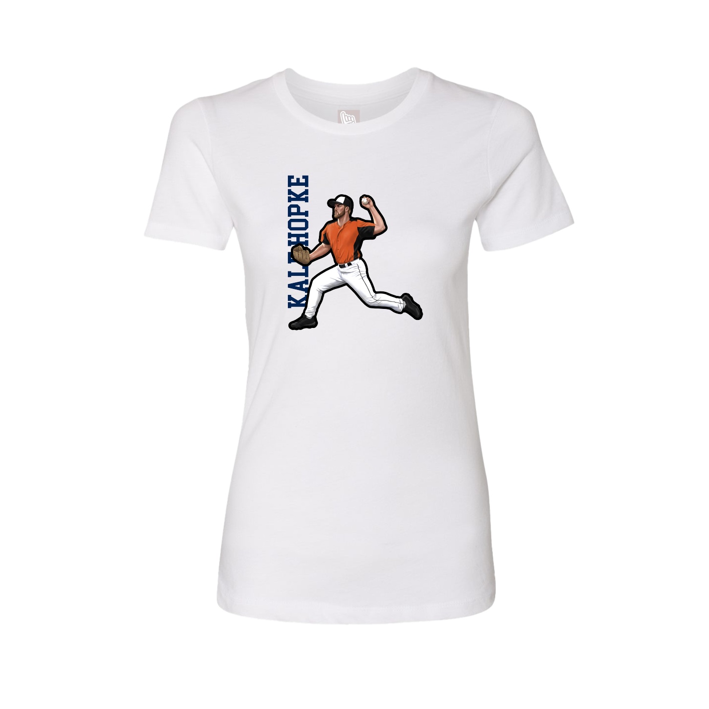 Fitted Women's Tee — Name Vertical in White