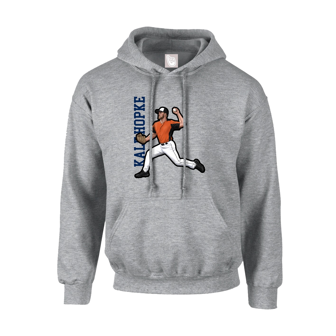 Hoodie — Name Vertical in Grey