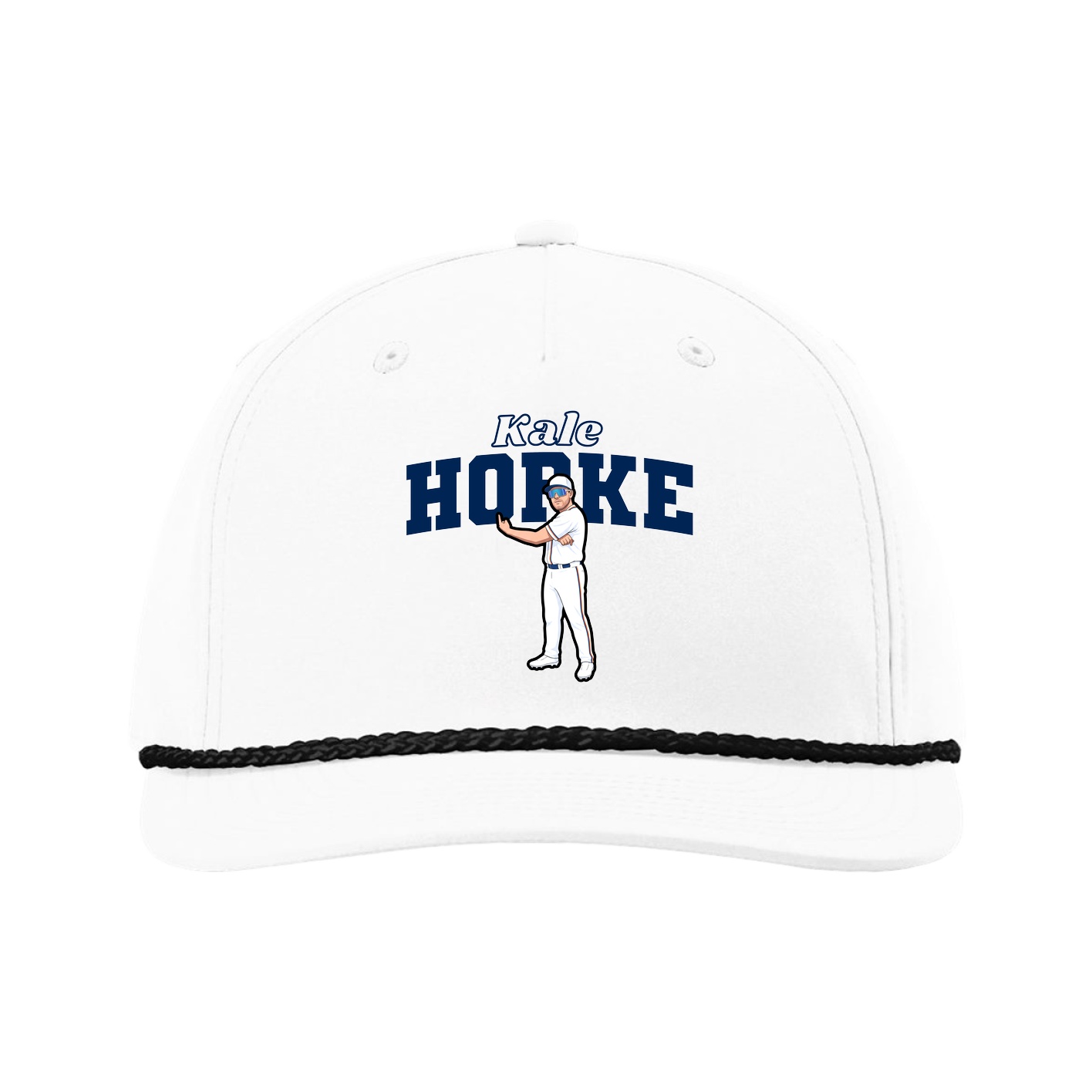 Five-Panel Classic Rope Cap — Name Arch in White