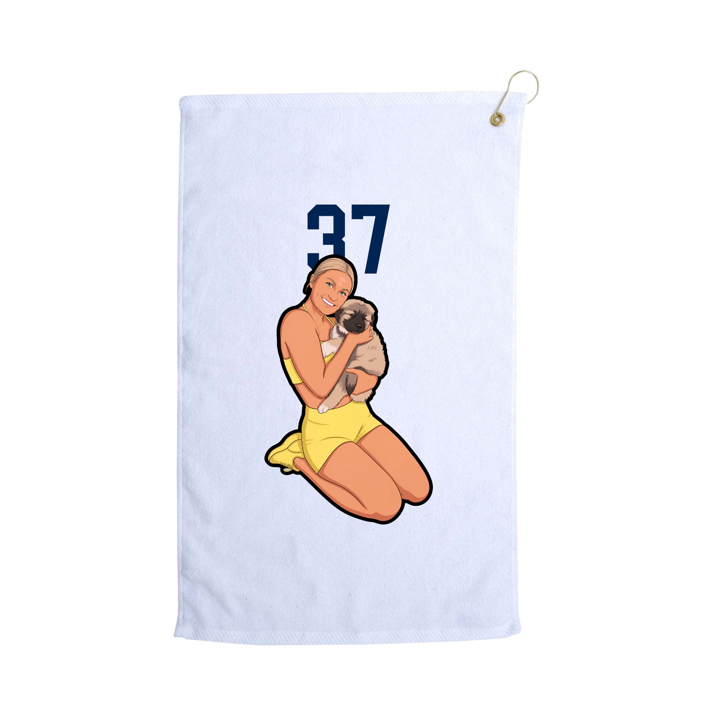 Golf Towel — Number Top in White