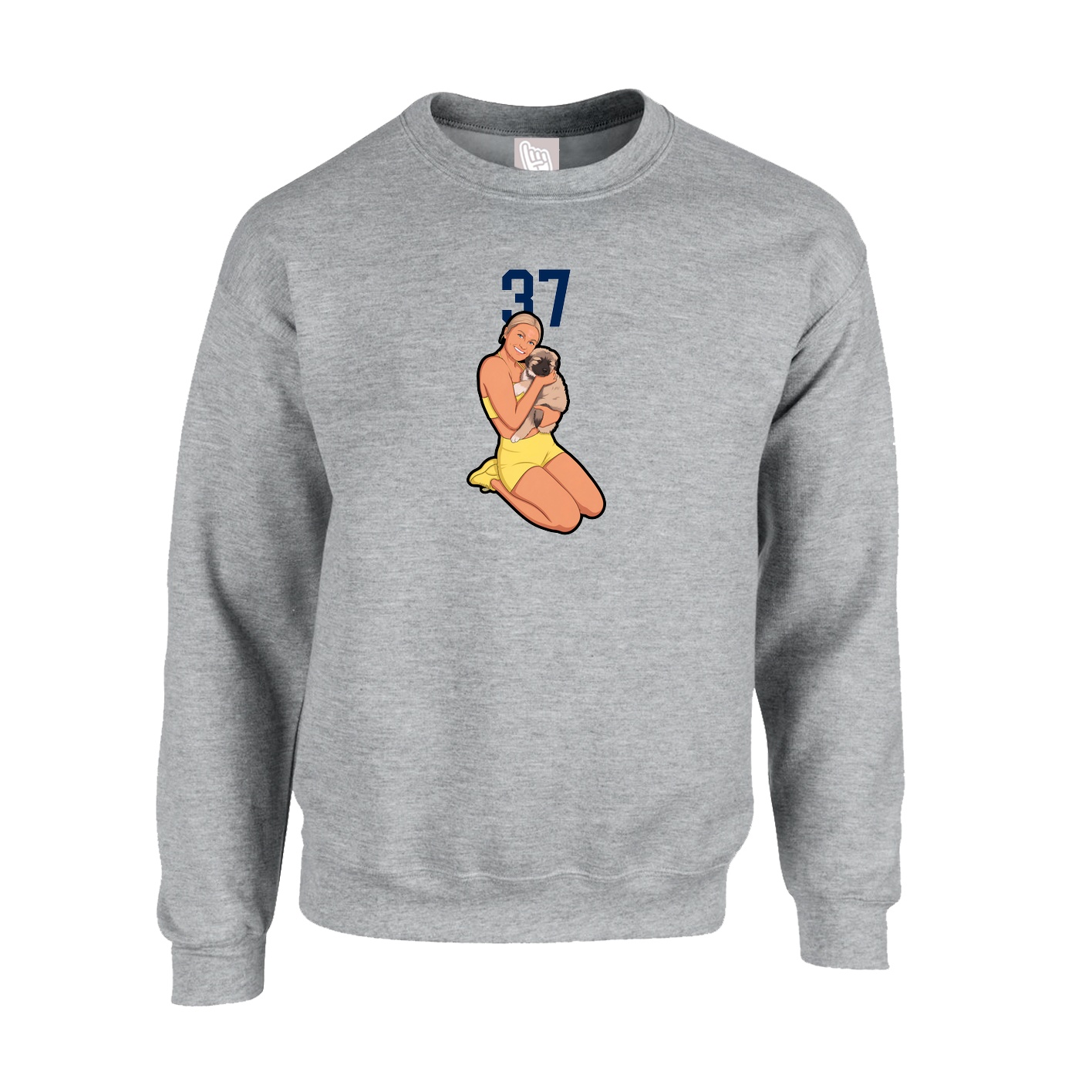 Fleece Crew — Number Top in Grey