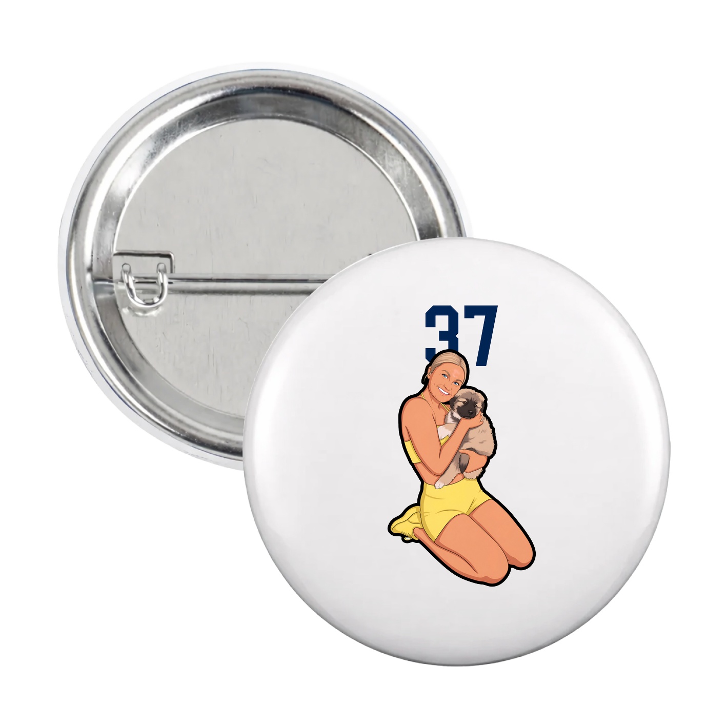 Game Day Button — Number Top in White