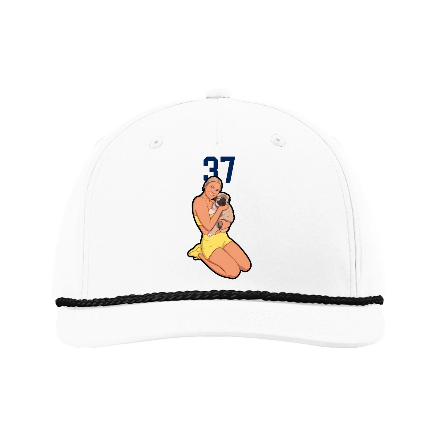 Five-Panel Classic Rope Cap — Number Top in White