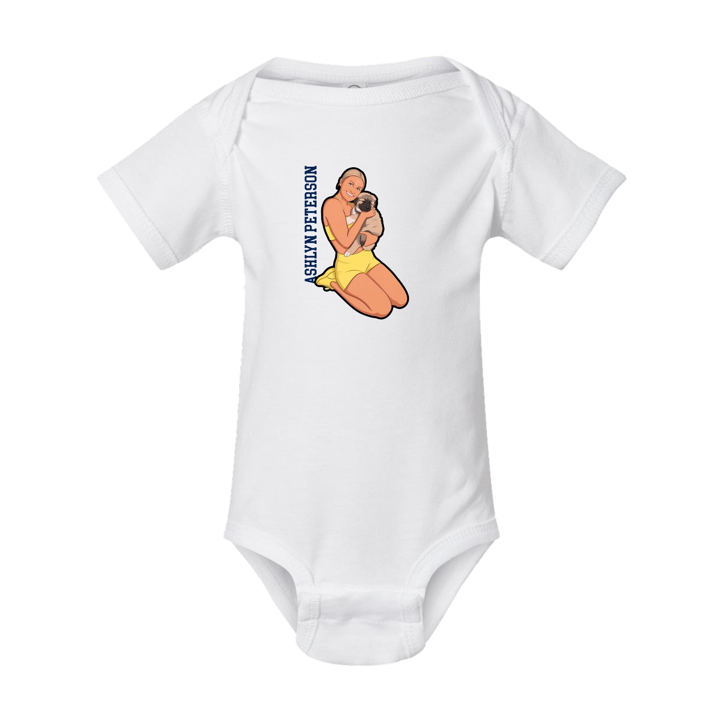 Baby Onesie — Name Vertical in White