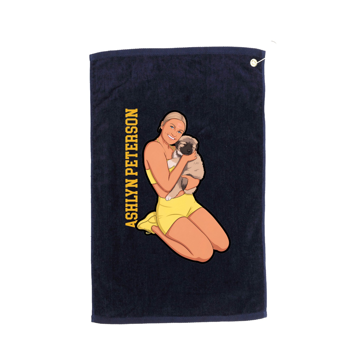 Golf Towel — Name Vertical in Navy