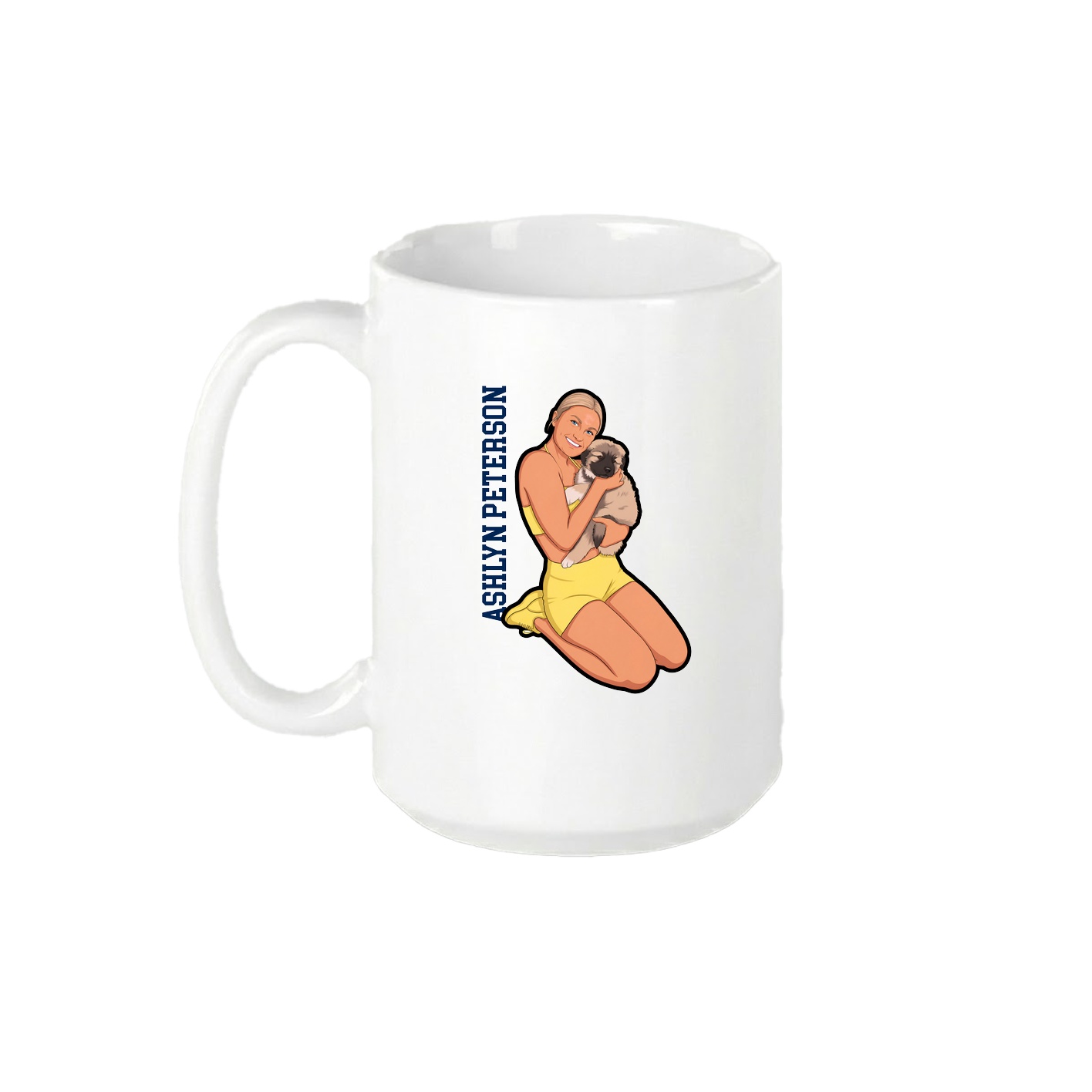 15oz Coffee Mug — Name Vertical in White