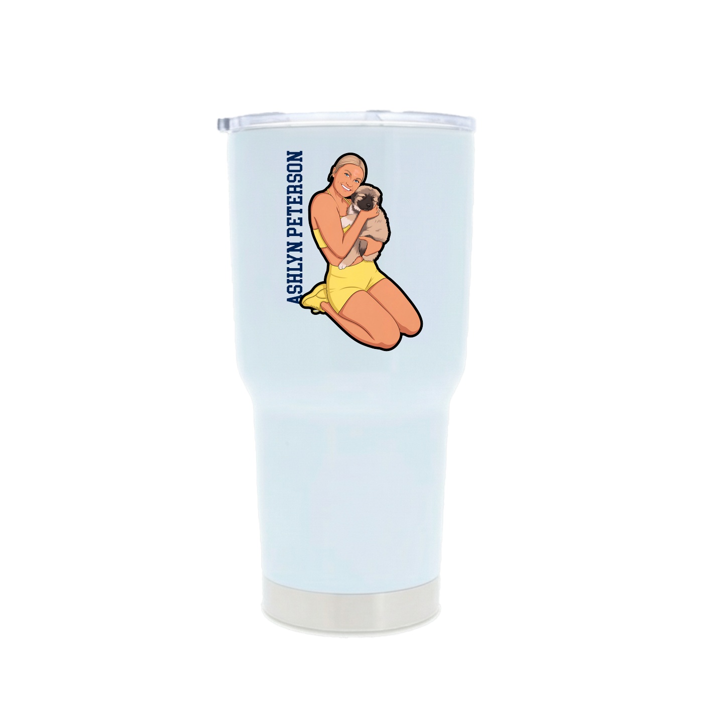 30oz Stainless Steel Tumbler — Name Vertical in White