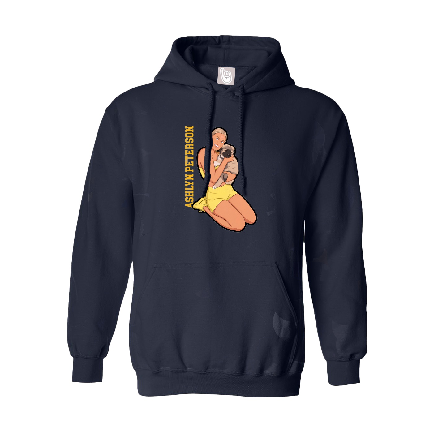 Hoodie — Name Vertical in Navy