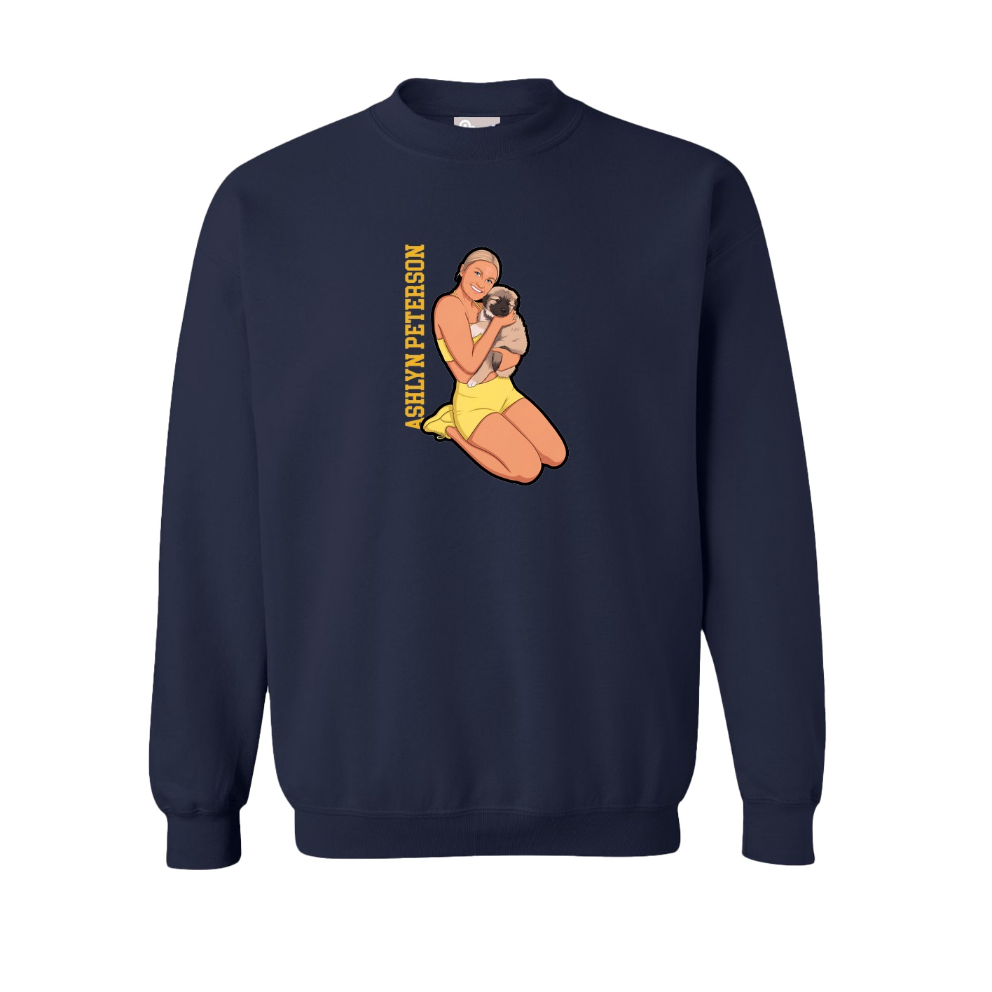 Fleece Crew — Name Vertical in Navy