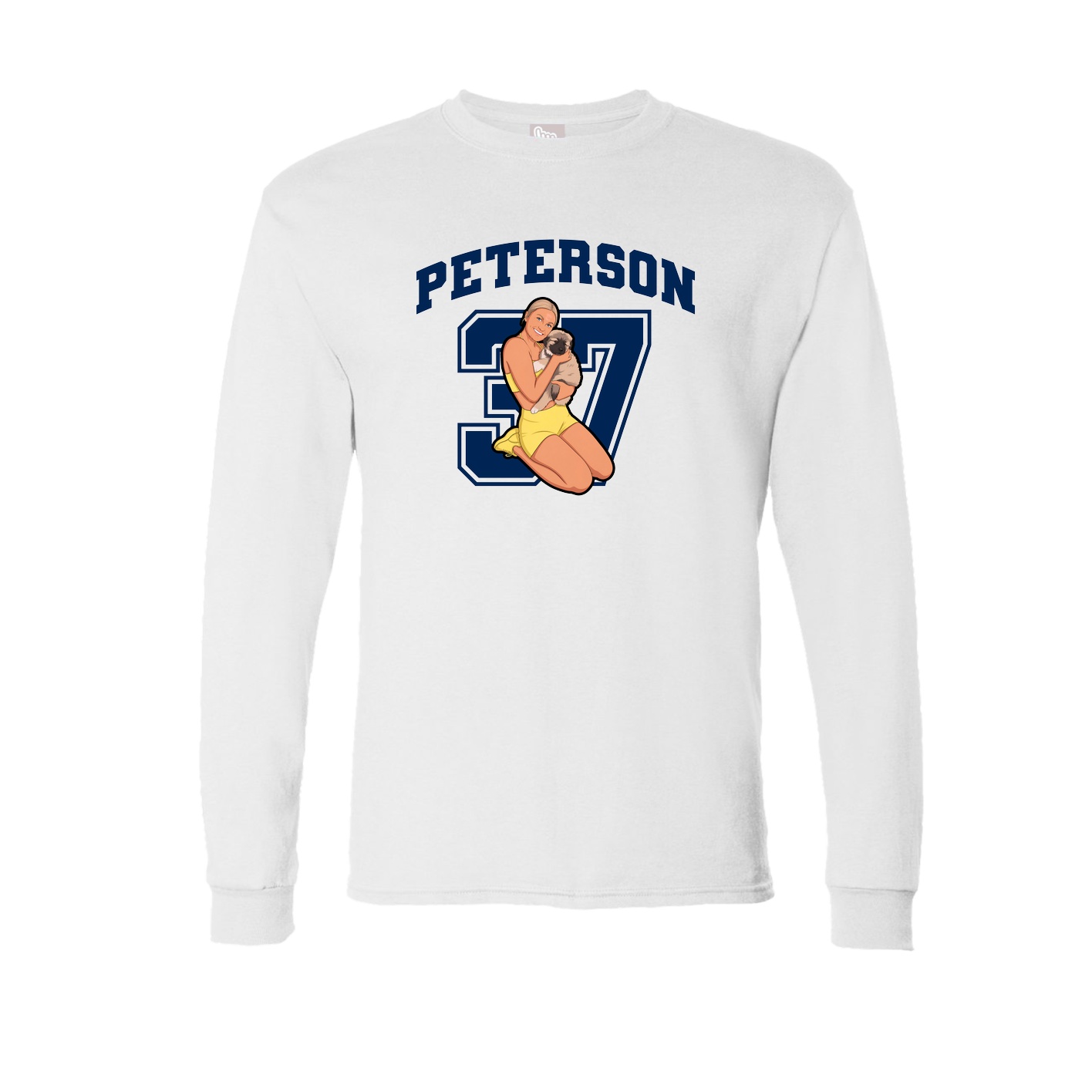 Long Sleeve Tee — Number in White