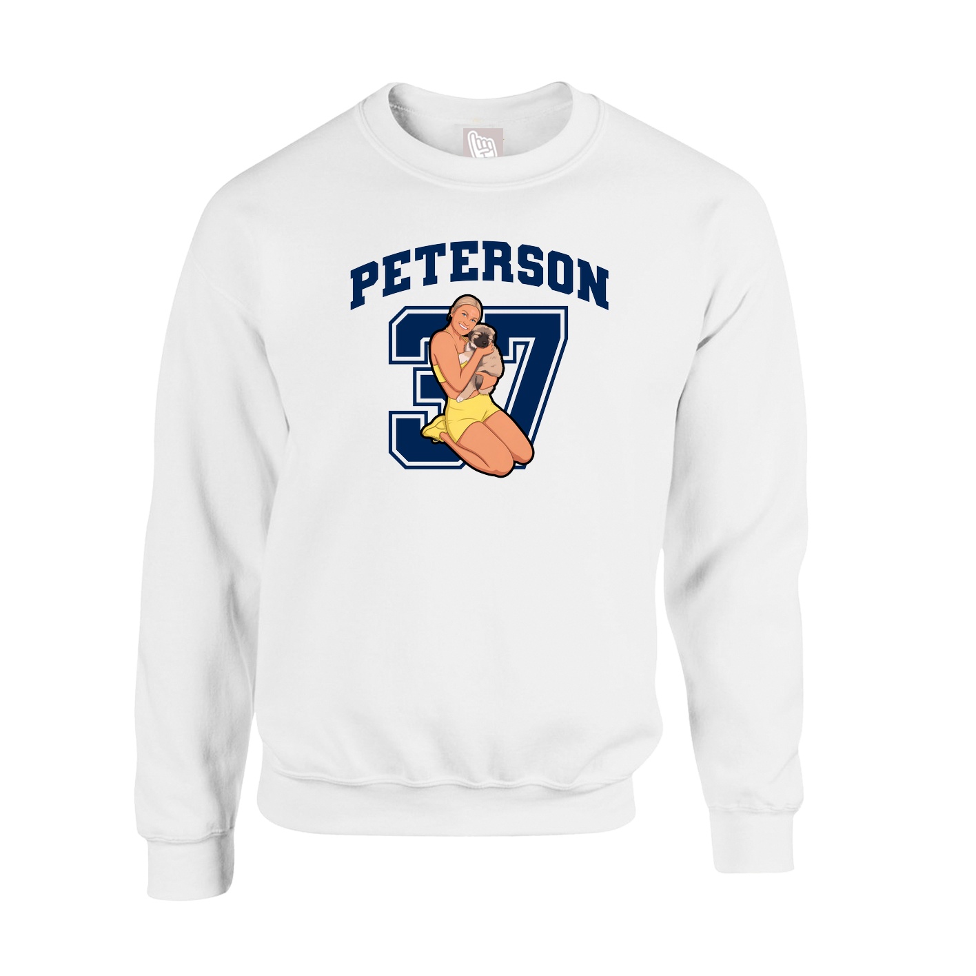 Fleece Crew — Number in White