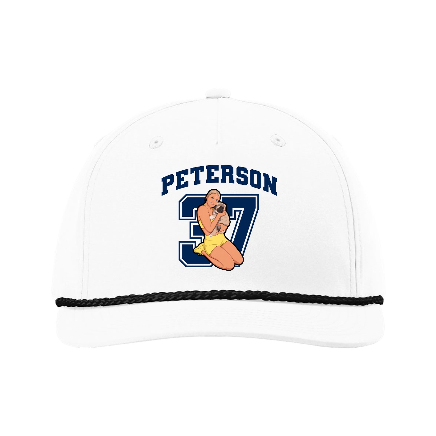 Five-Panel Classic Rope Cap — Number in White