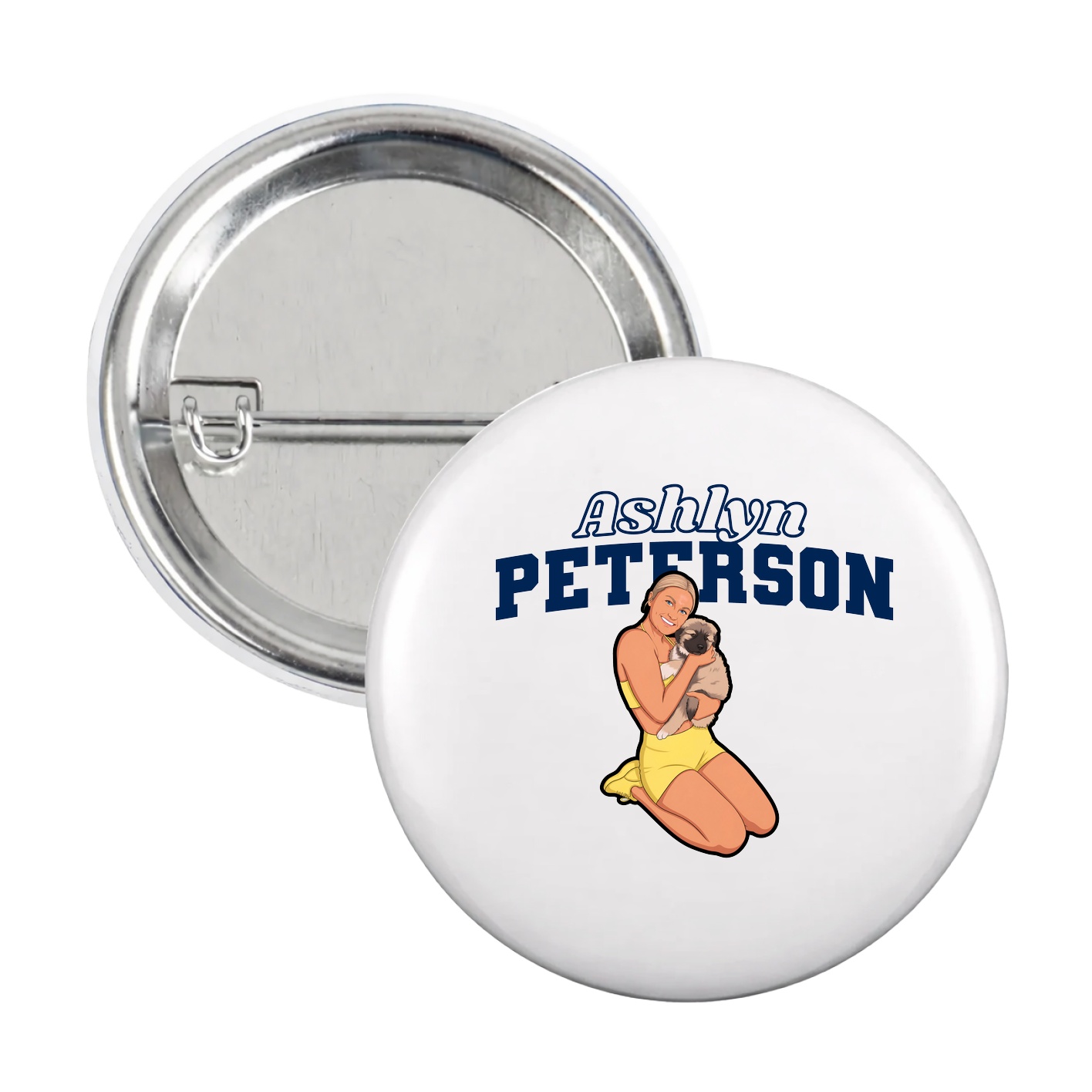 Game Day Button — Name Arch in White
