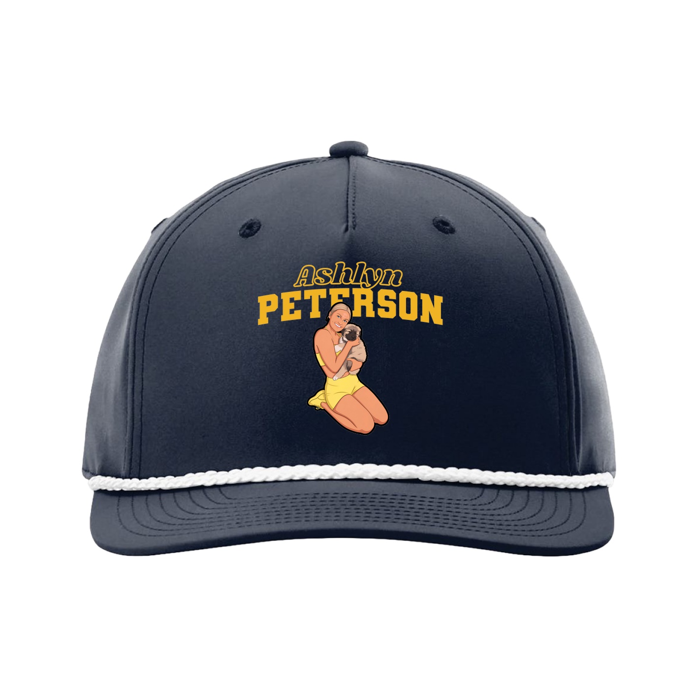 Five-Panel Classic Rope Cap — Name Arch in Navy