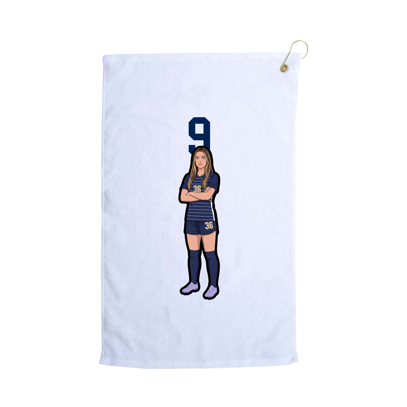 Golf Towel — Number Top in White