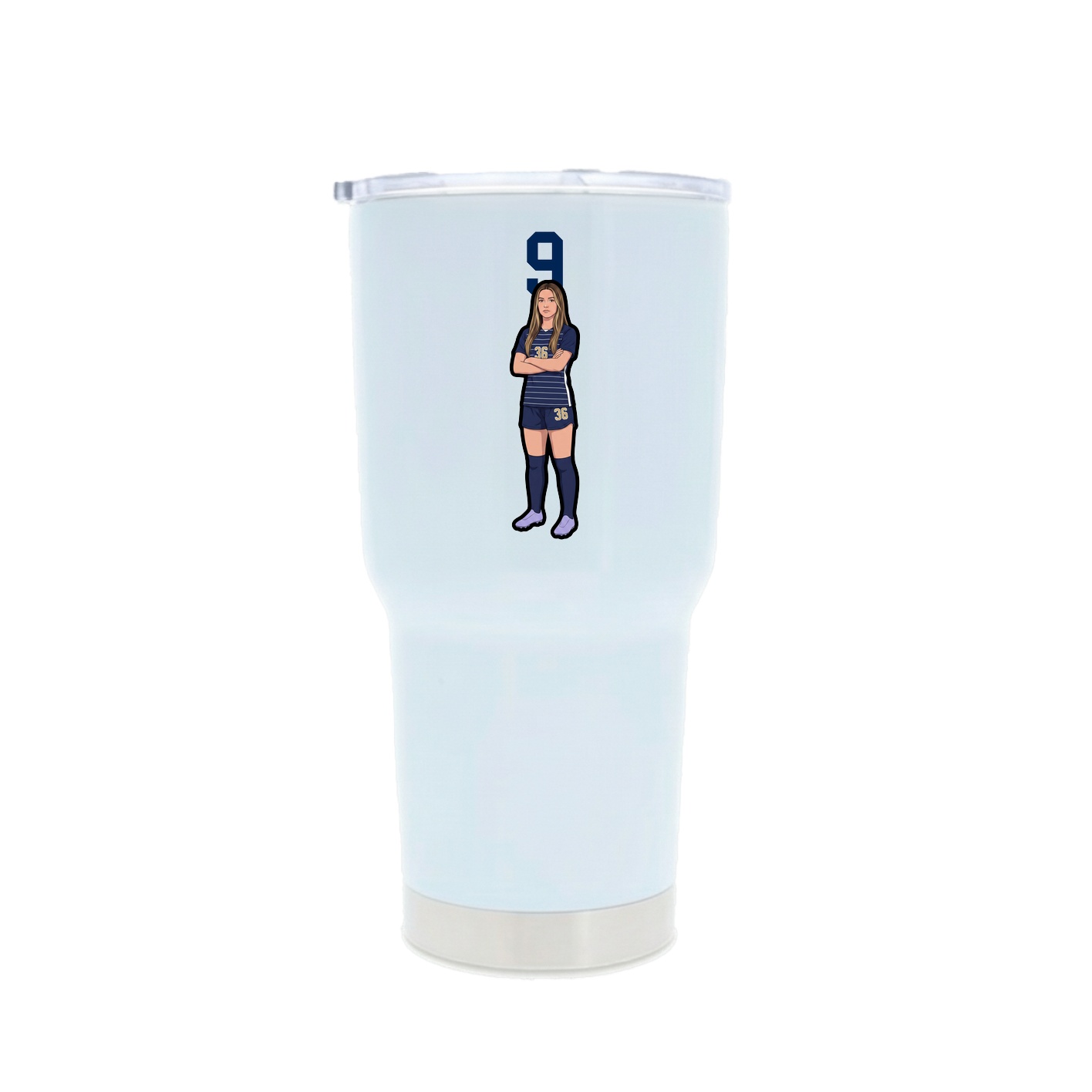 30oz Stainless Steel Tumbler — Number Top in White