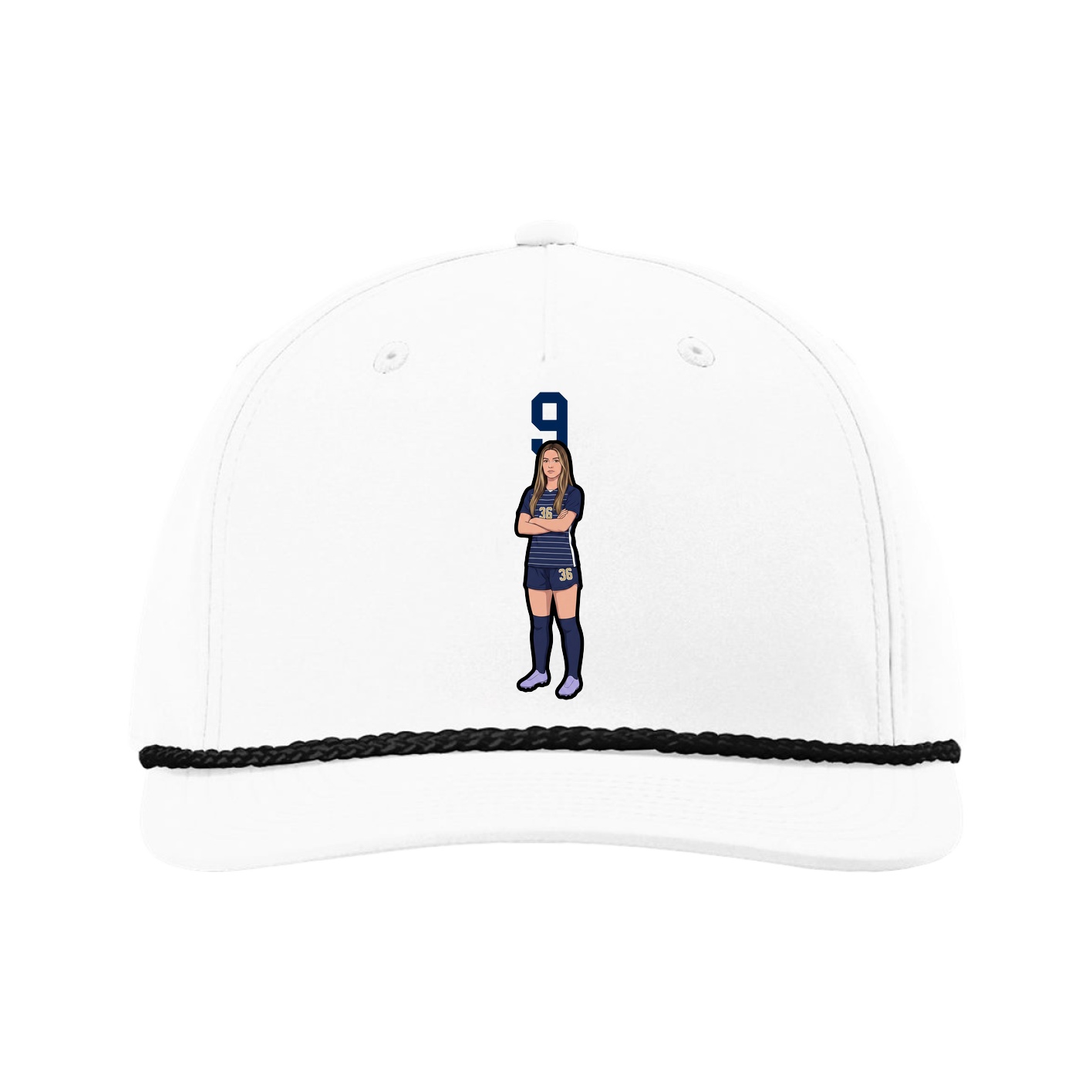 Five-Panel Classic Rope Cap — Number Top in White