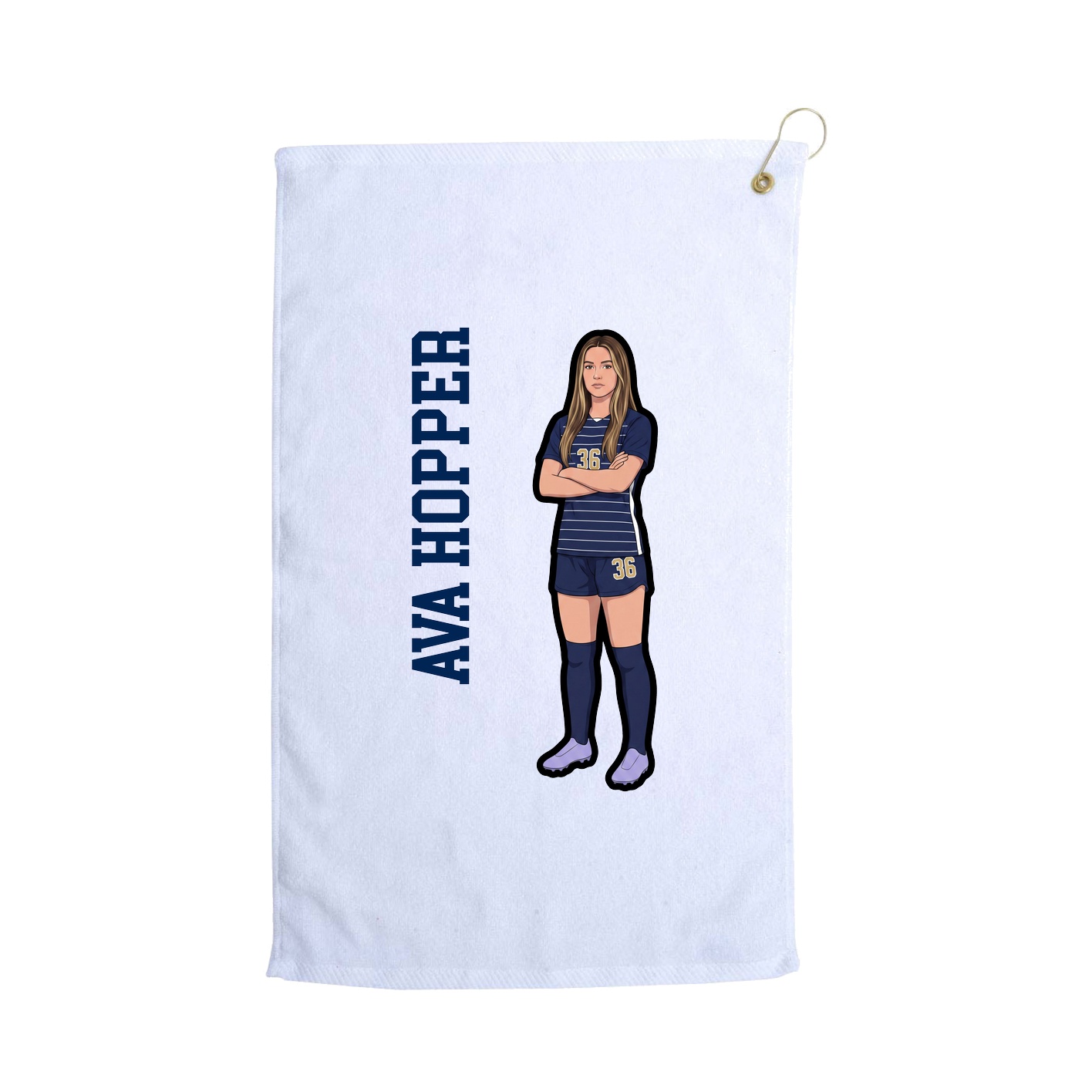 Golf Towel — Name Vertical in White