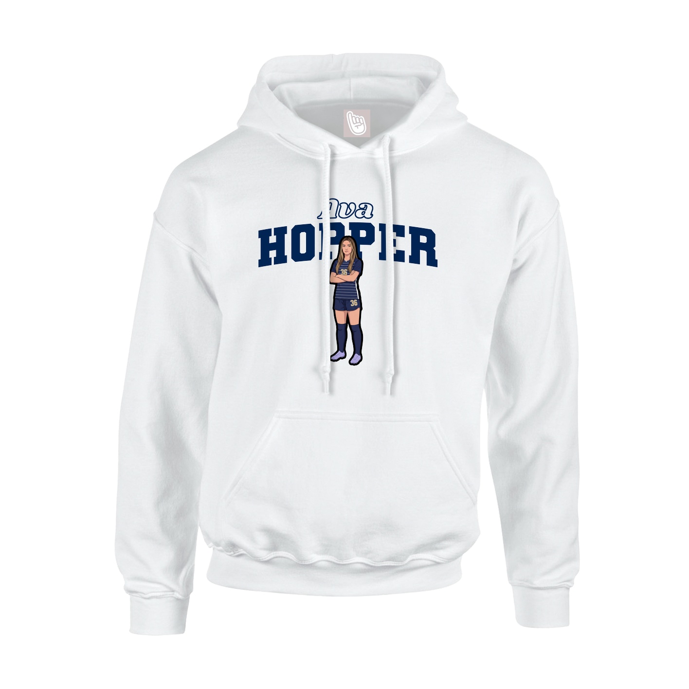 Youth Hoodie — Name Arch in White