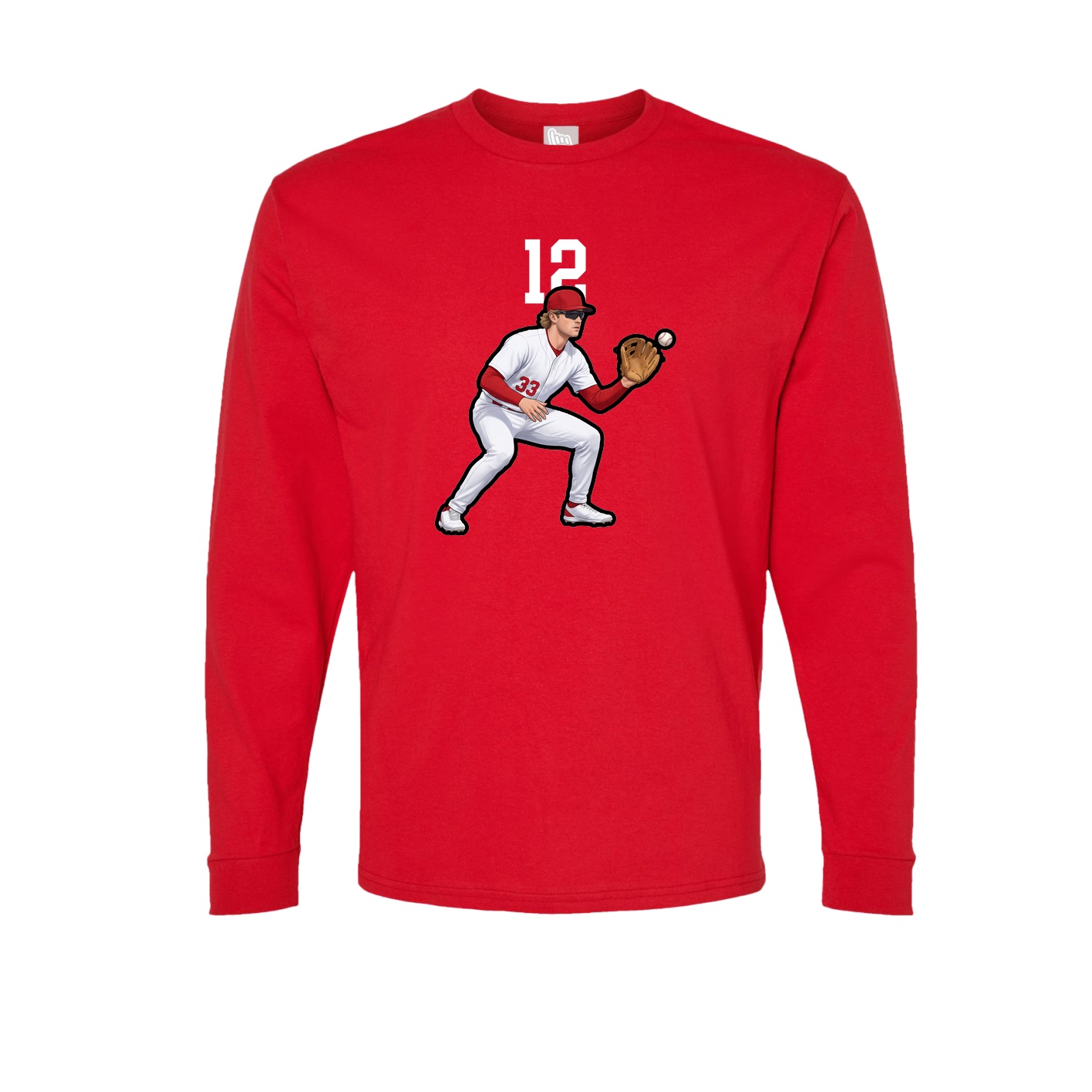 Long Sleeve Tee — Number Top in Red