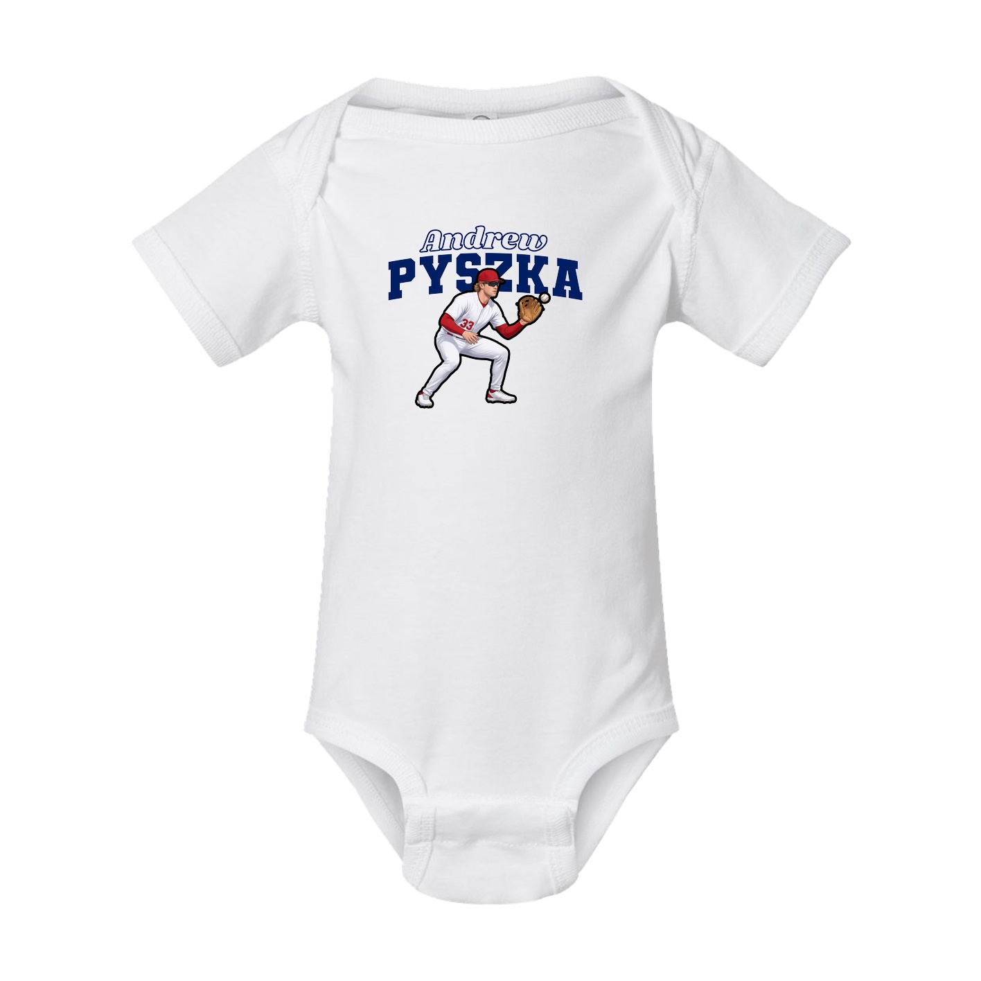 Baby Onesie — Name Arch in White