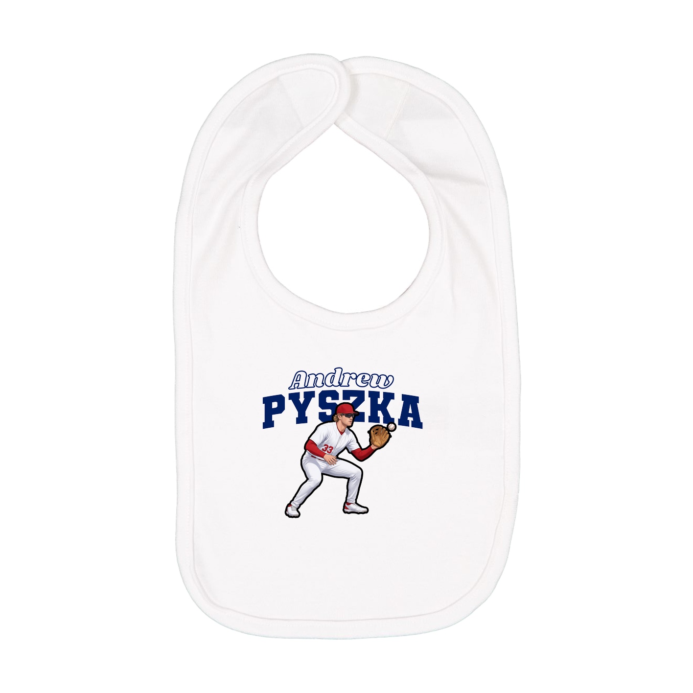 Infant Bib — Name Arch in White