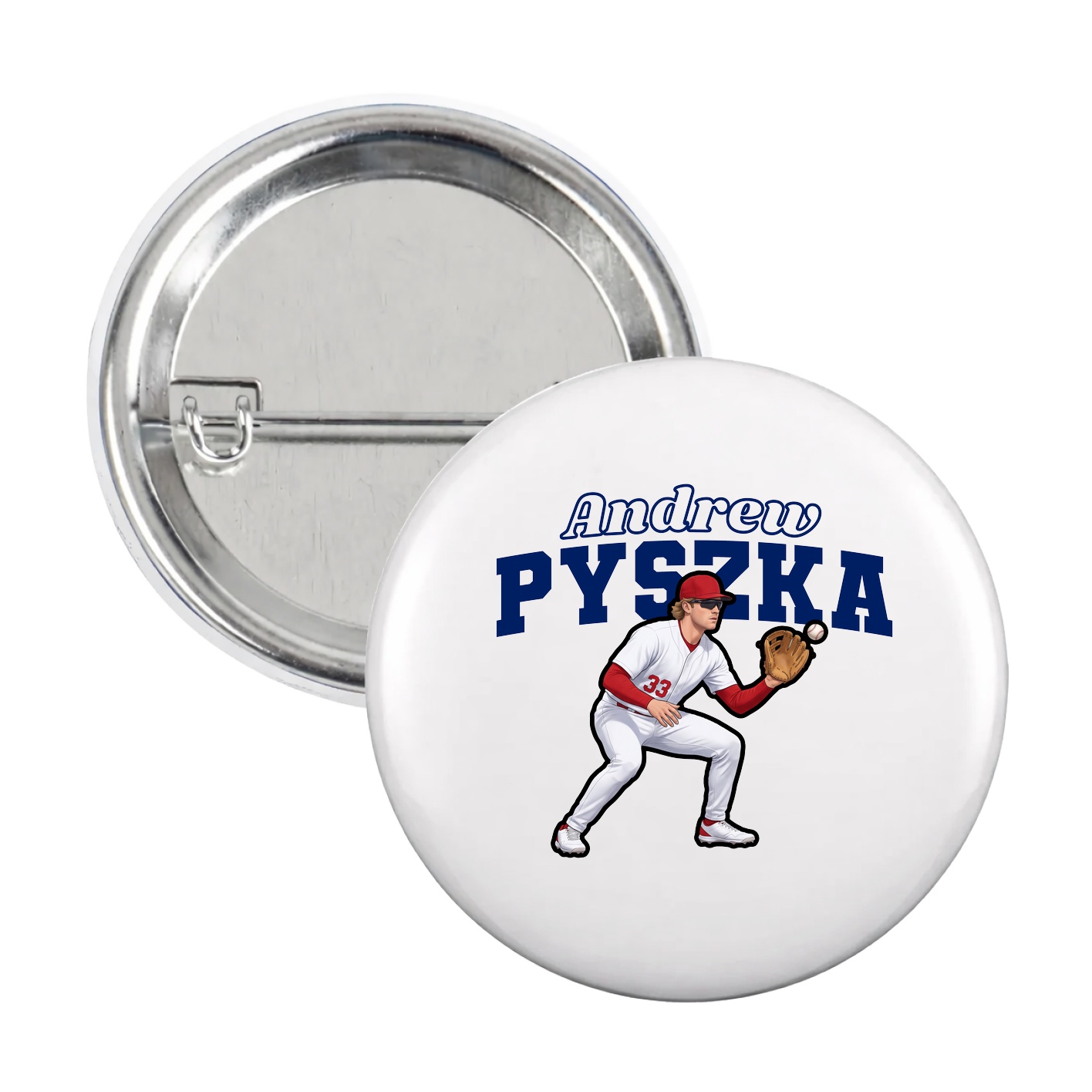 Game Day Button — Name Arch in White