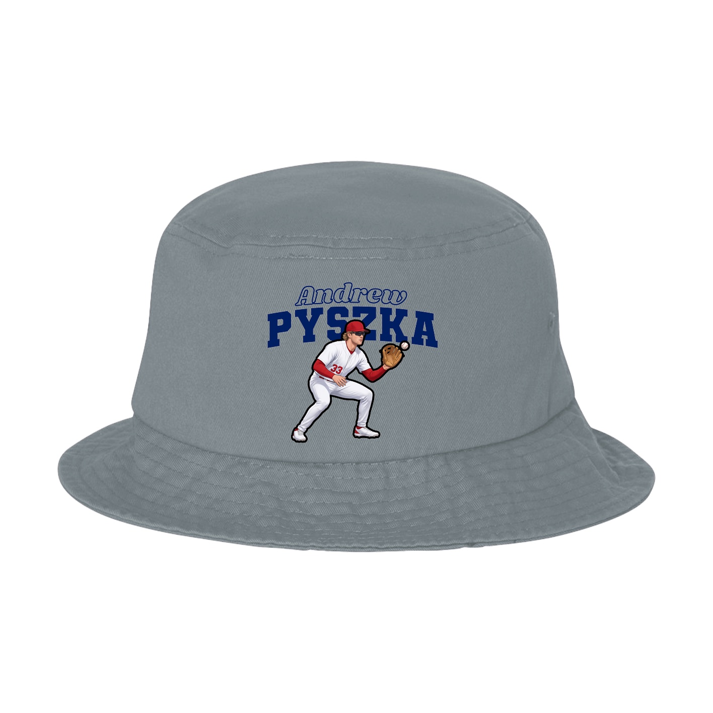 Bucket Cap — Name Arch in Grey