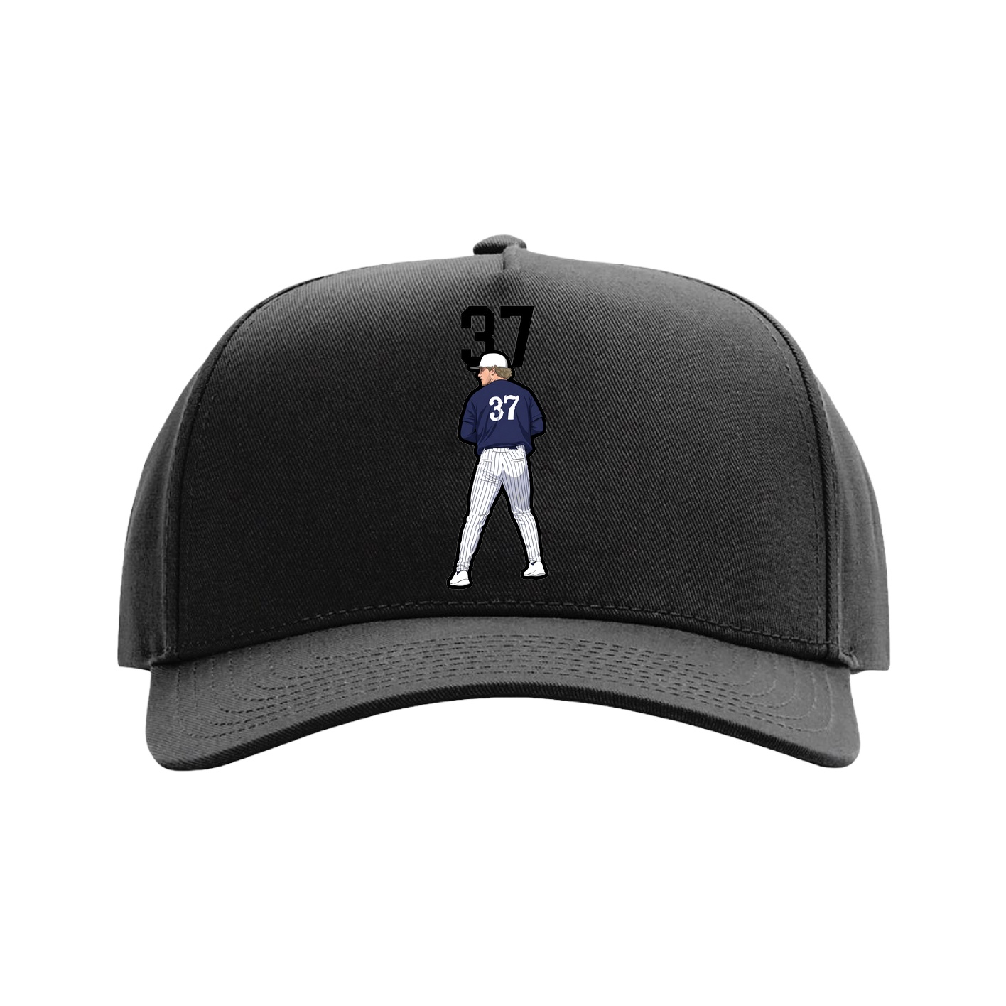 Full Fabric Five-Panel Champ Cap — Number Top in Black