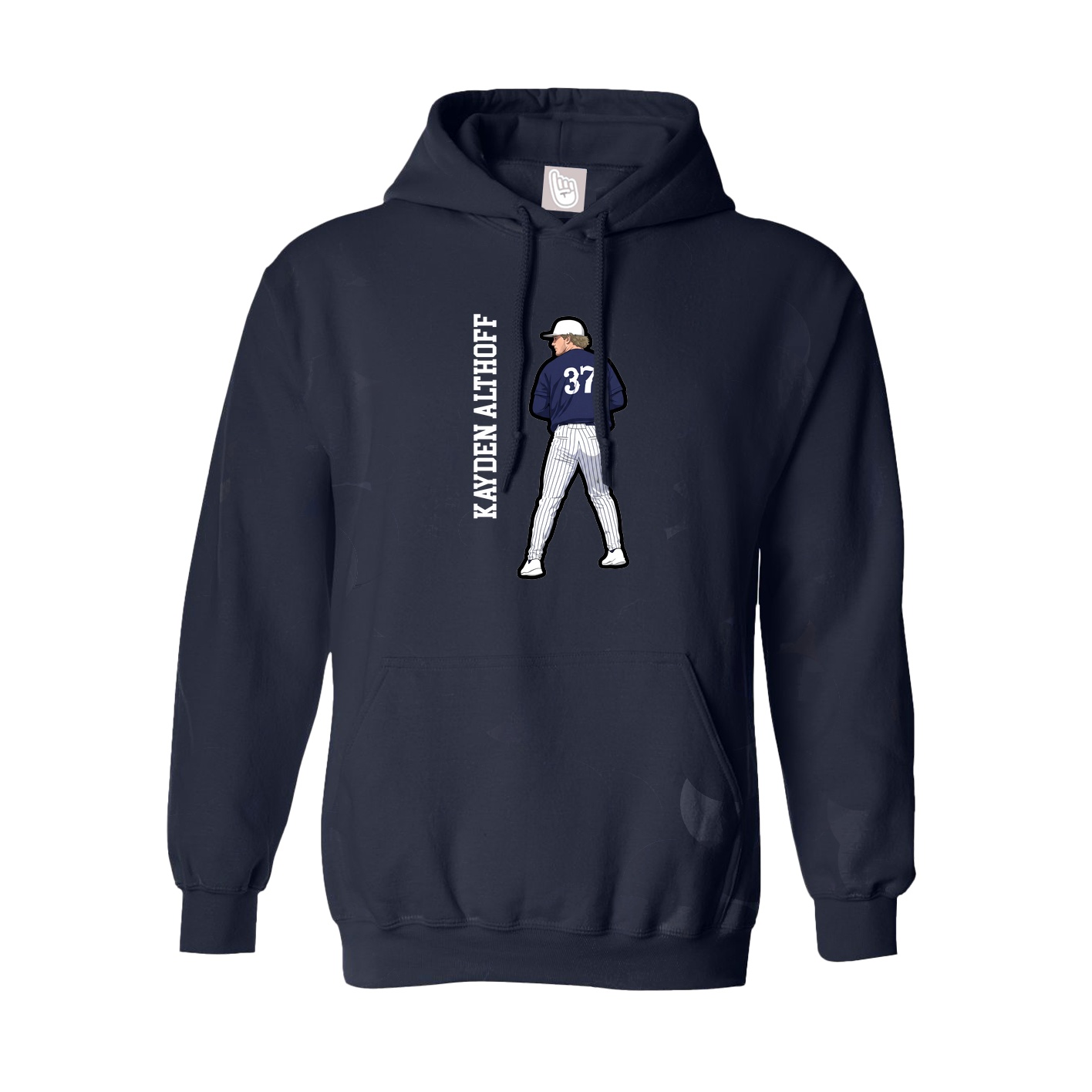 Hoodie — Name Vertical in Navy