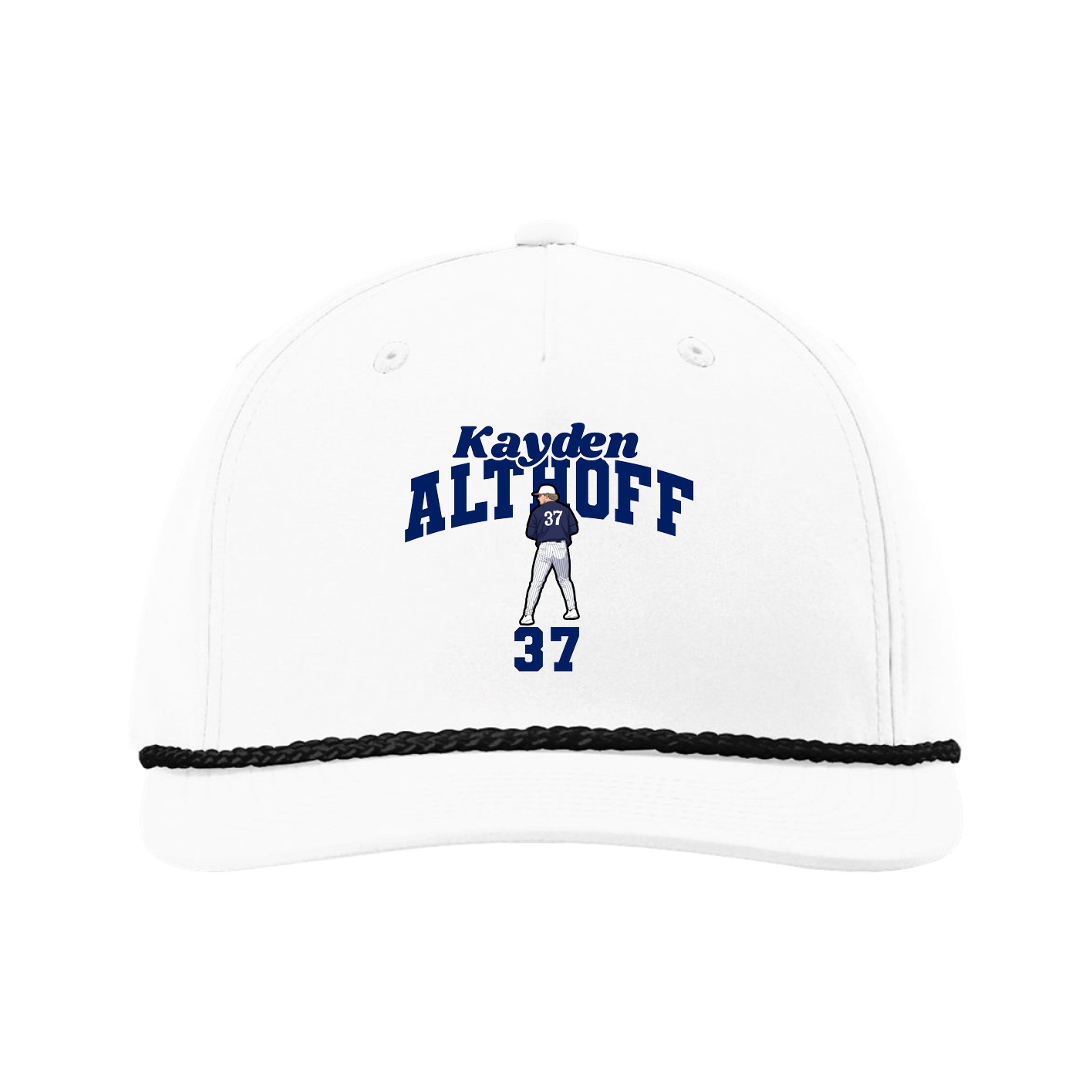 Five-Panel Classic Rope Cap — Signature Arch in White
