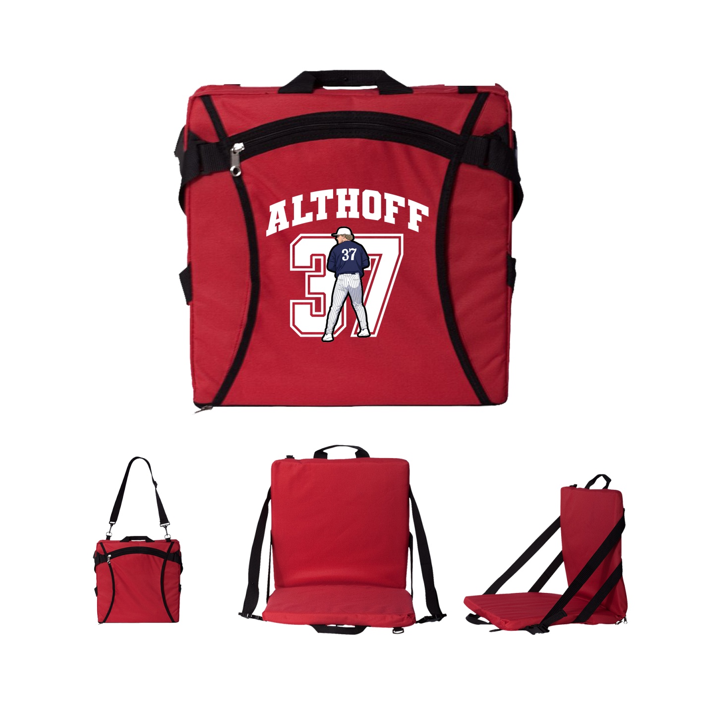 Folding Stadium Seat — Number in Red