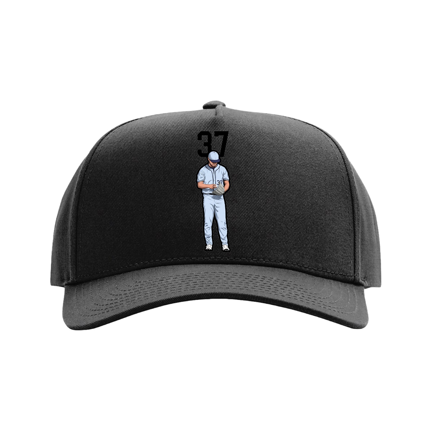 Full Fabric Five-Panel Champ Cap — Number Top in Black