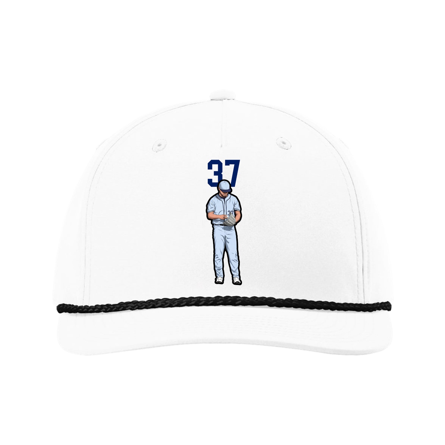 Five-Panel Classic Rope Cap — Number Top in White
