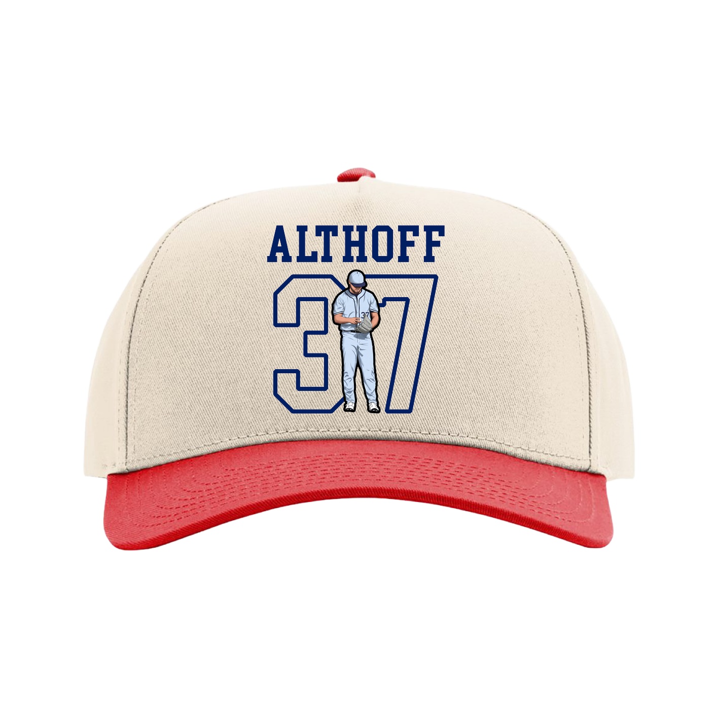 Full Fabric Five-Panel Champ Cap — Shirsey in Cream/Red