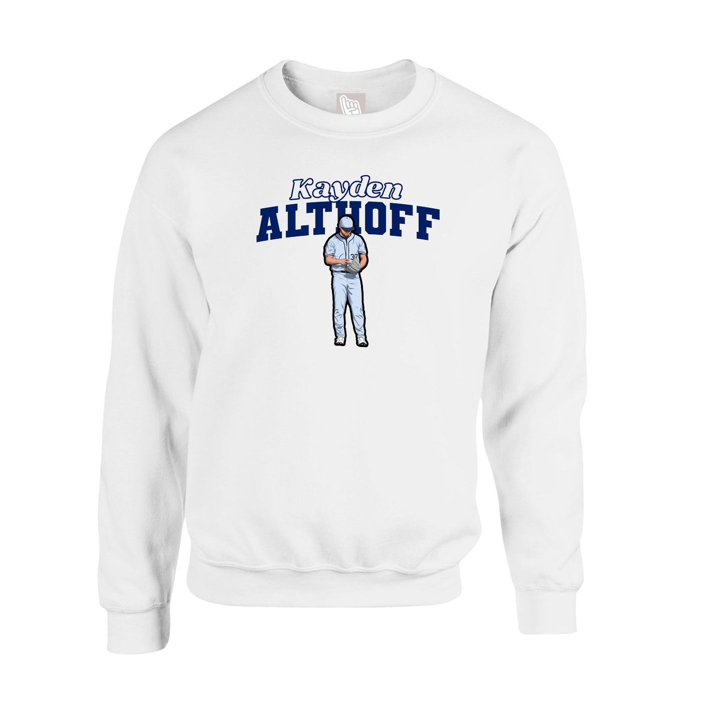 Fleece Crew — Name Arch in White