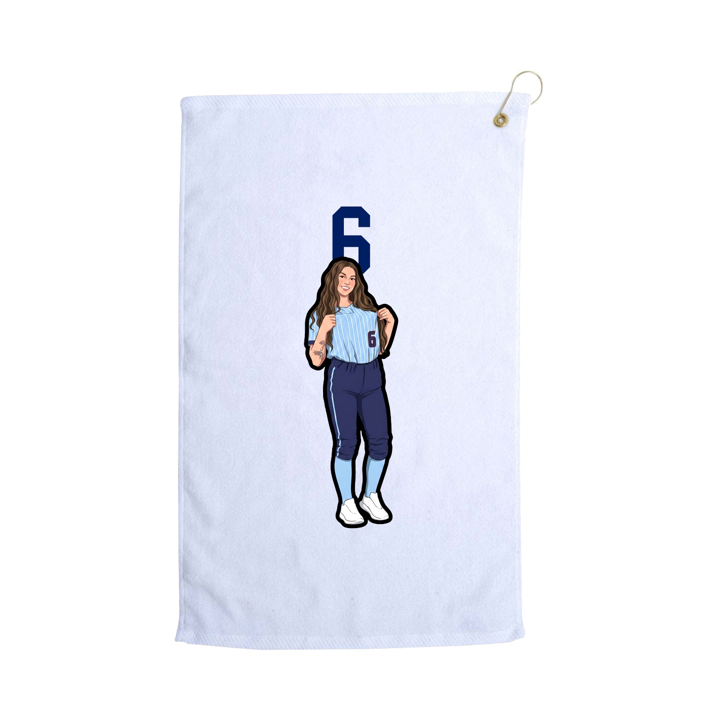 Golf Towel — Number Top in White