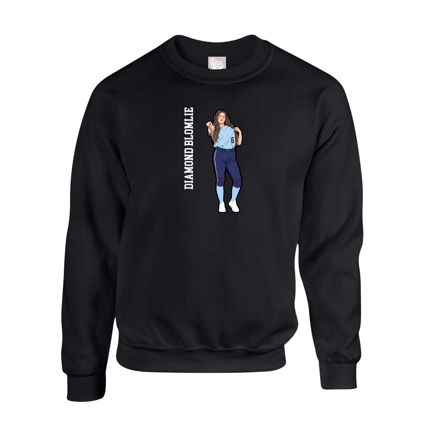Fleece Crew — Name Vertical in Black