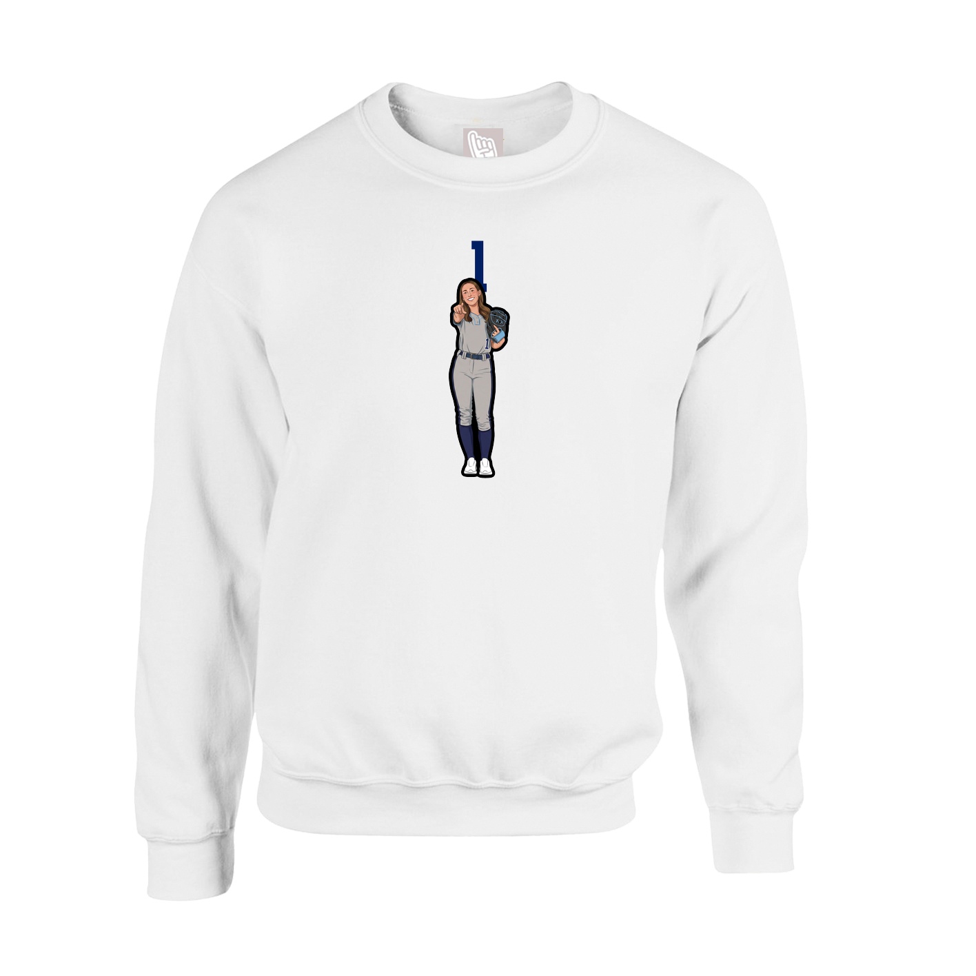 Fleece Crew — Number Top in White