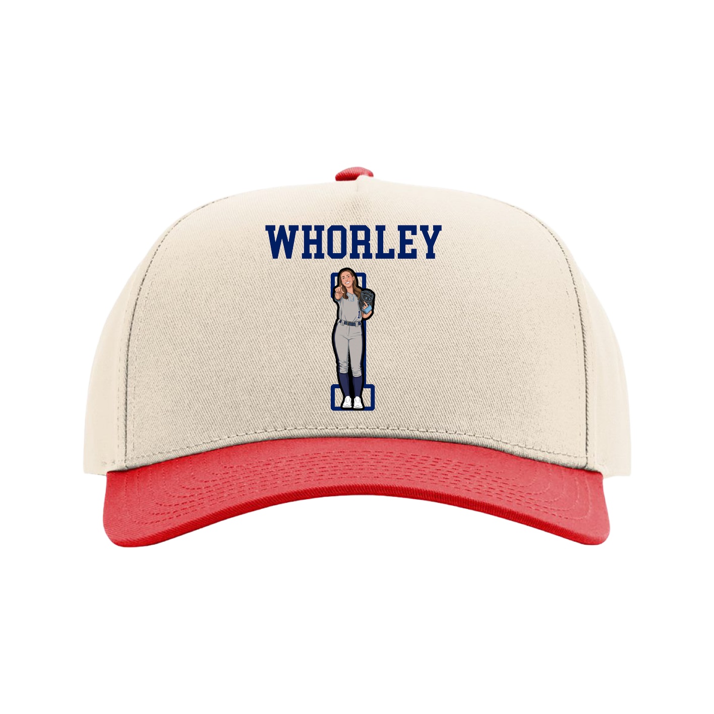 Full Fabric Five-Panel Champ Cap — Shirsey in Cream/Red